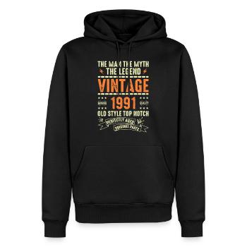 1991 Jubiläumsgeschenk Jahrgang 1991 Vintage 1991 - Männer Premium Bio Hoodie - Schwarz - Vorne - Nico (187cm)