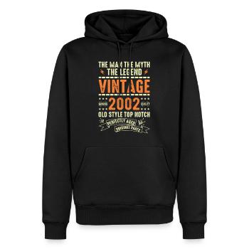 2002 Jubiläumsgeschenk Jahrgang 2002 Vintage 2002 - Männer Premium Bio Hoodie - Schwarz - Vorne - Nico (187cm)