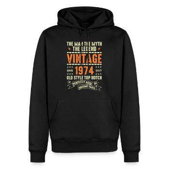 1974 Jubiläumsgeschenk Jahrgang 1974 Vintage 1974 - Männer Premium Bio Hoodie - Schwarz - Vorne - Nico (187cm)