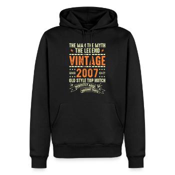 2007 Jubiläumsgeschenk Jahrgang 2007 Vintage 2007 - Männer Premium Bio Hoodie - Schwarz - Vorne - Nico (187cm)