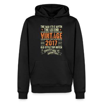 2017 Jubiläumsgeschenk Jahrgang 2017 Vintage 2017 - Männer Premium Bio Hoodie - Schwarz - Vorne - Nico (187cm)