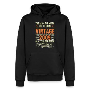 2009 Jubiläumsgeschenk Jahrgang 2009 Vintage 2009 - Männer Premium Bio Hoodie - Schwarz - Vorne - Nico (187cm)