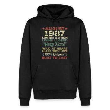 August 1987 - Geschenkidee Für August 1987 - 1987 - Männer Premium Bio Hoodie - Schwarz - Vorne - Nico (187cm)