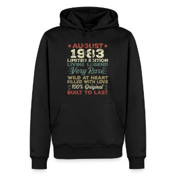 August 1983 - Geschenkidee Für August 1983 - 1983 - Männer Premium Bio Hoodie - Schwarz - Vorne - Nico (187cm)