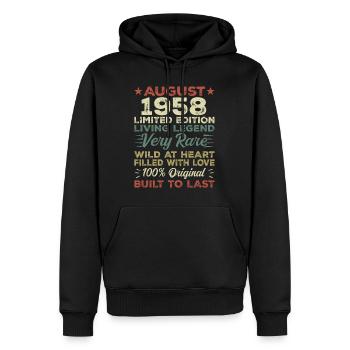August 1958 - Geschenkidee Für August 1958 - 1958 - Männer Premium Bio Hoodie - Schwarz - Vorne - Nico (187cm)