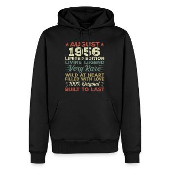 Août 1956 - Idée cadeau pour Août 1956 - 1956 - Sweat à capuche Premium bio Homme - noir - Devant - Nico (187cm)