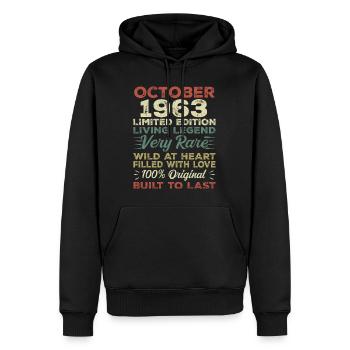1963 Oktober 1963 Geburtstag Oktober 1963 Original - Männer Premium Bio Hoodie - Schwarz - Vorne - Nico (187cm)