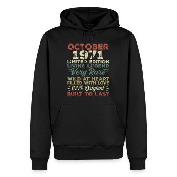 1971 Octobre 1971 Anniversaire Octobre 1971 Original - Sweat à capuche Premium bio Homme - noir - Devant - Nico (187cm)