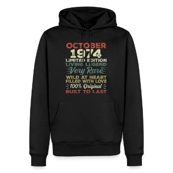 1974 Oktober 1974 Geburtstag Oktober 1974 Original - Männer Premium Bio Hoodie - Schwarz - Vorne - Nico (187cm)