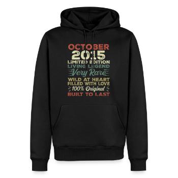 2015 Octobre 2015 Anniversaire Octobre 2015 Original - Sweat à capuche Premium bio Homme - noir - Devant - Nico (187cm)