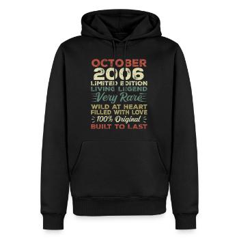 2006 Oktober 2006 Geburtstag Oktober 2006 Original - Männer Premium Bio Hoodie - Schwarz - Vorne - Nico (187cm)