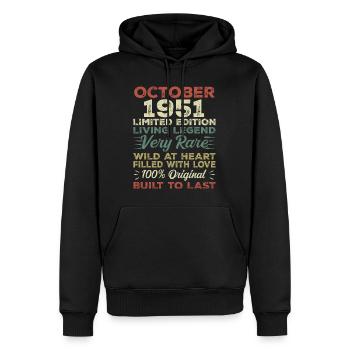 1951 Oktober 1951 Geburtstag Oktober 1951 Original - Männer Premium Bio Hoodie - Schwarz - Vorne - Nico (187cm)
