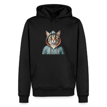 Katze trägt eine Jacke - Männer Premium Bio Hoodie - Schwarz - Vorne - Nico (187cm)