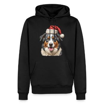 Chien Border Collie de Noël - Sweat à capuche Premium bio Homme - noir - Devant - Nico (187cm)