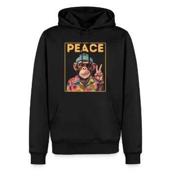 Peace Monkey - Männer Premium Bio Hoodie - Schwarz - Vorne - Nico (187cm)