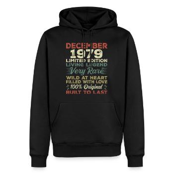 Décembre 1979 - anniversaire Décembre 1979 année - Sweat à capuche Premium bio Homme - noir - Devant - Nico (187cm)