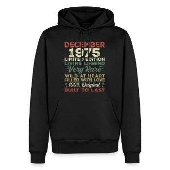 Décembre 1975 - anniversaire Décembre 1975 année - Sweat à capuche Premium bio Homme - noir - Devant - Nico (187cm)