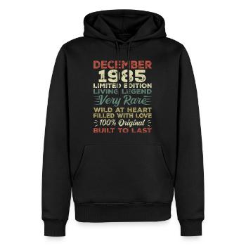 Décembre 1985 - Anniversaire Décembre 1985 année - Sweat à capuche Premium bio Homme - noir - Devant - Nico (187cm)