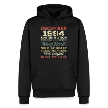 Décembre 1994 - anniversaire Décembre 1994 année - Sweat à capuche Premium bio Homme - noir - Devant - Nico (187cm)