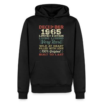 Décembre 1965 - anniversaire Décembre 1965 année - Sweat à capuche Premium bio Homme - noir - Devant - Nico (187cm)