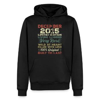 Décembre 2015 - anniversaire Décembre 2015 année - Sweat à capuche Premium bio Homme - noir - Devant - Nico (187cm)