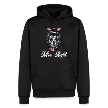 Mrs. Right Totenkopf Schminke Sugar Skull - Männer Premium Bio Hoodie - Schwarz - Vorne - Nico (187cm)