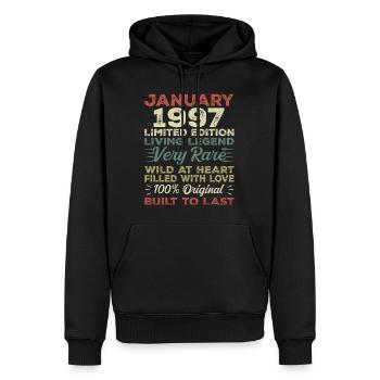 Anniversaire de Janvier 1997 - Janvier 1997, Janvier 1997 - Sweat à capuche Premium bio Homme - noir - Devant - Nico (187cm)