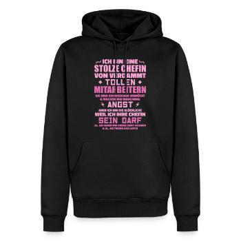 Fier patron de d’employés géniaux - Sweat à capuche Premium bio Homme - noir - Devant - Nico (187cm)