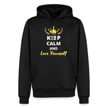 Keep Calm and Love Yourself - Sweat à capuche Premium bio Homme - noir - Devant - Nico (187cm)