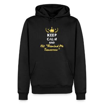 "Bleib ruhig und drücke 'Rewind Me Tomorrow'" - Flemme - Männer Premium Bio Hoodie - Schwarz - Vorne - Nico (187cm)