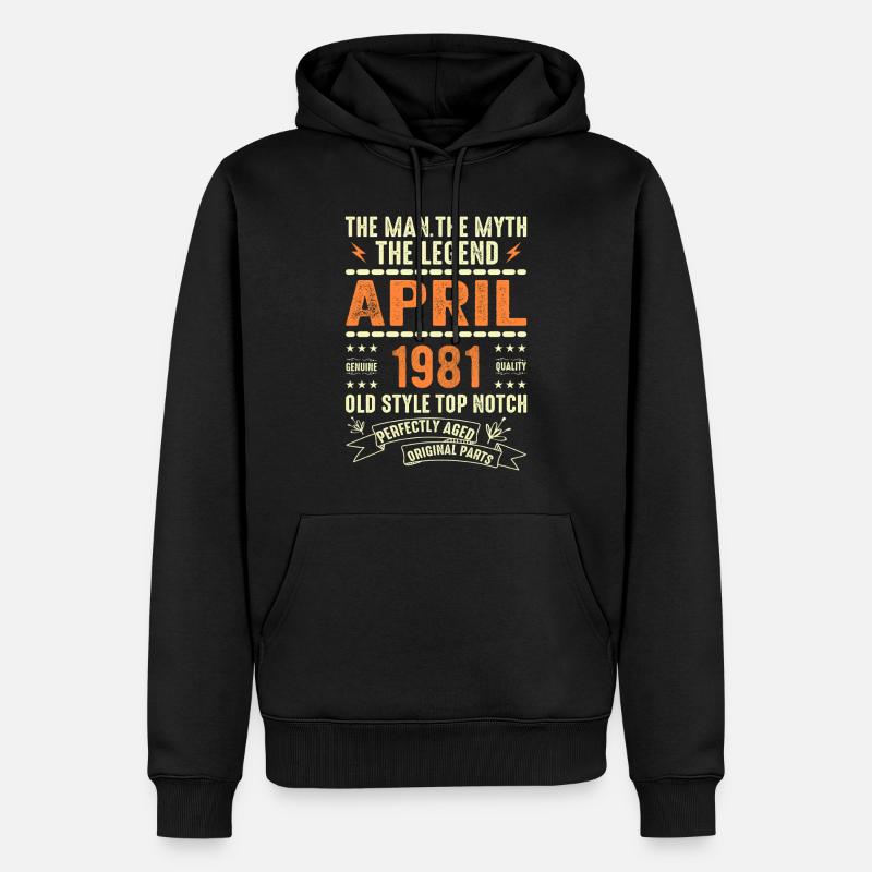 AVRIL 1981, AVRIL 1981 - Sweat à capuche Premium bio Homme - noir