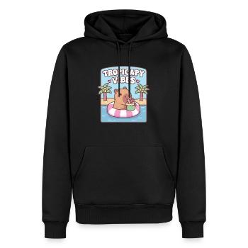 Cute Capybara Chilling On Float Tropicapy Vibes - Men’s Premium Organic Hoodie - black - Front - Nico (187cm)