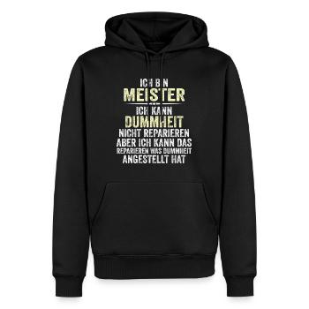 ich bin meister ich kann dummheit - Männer Premium Bio Hoodie - Schwarz - Vorne - Nico (187cm)