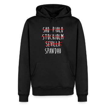 Spandau - Berlin - Deutschland - Bezirk - Männer Premium Bio Hoodie - Schwarz - Vorne - Nico (187cm)