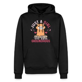 Juste une fille qui aime les marmottes, les rongeurs animaux - Sweat à capuche Premium bio Homme - noir - Devant - Nico (187cm)