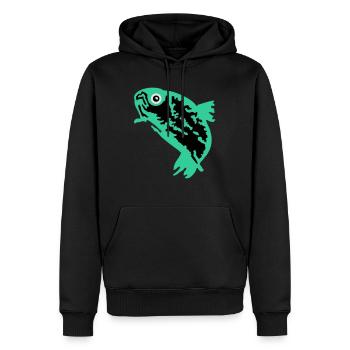Forelle / Trout (3c) - Männer Premium Bio Hoodie - Schwarz - Vorne - Nico (187cm)