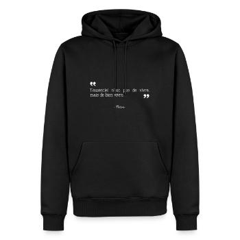 Citation de Platon - Sweat à capuche Premium bio Homme - noir - Devant - Nico (187cm)