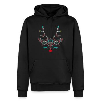 Rennes Nez rouge Symboles de la tête de Noël Noël - Sweat à capuche Premium bio Homme - noir - Devant - Nico (187cm)