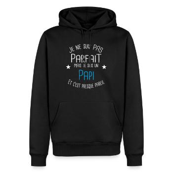 Papi - Sweat à capuche Premium bio Homme - noir - Devant - Nico (187cm)