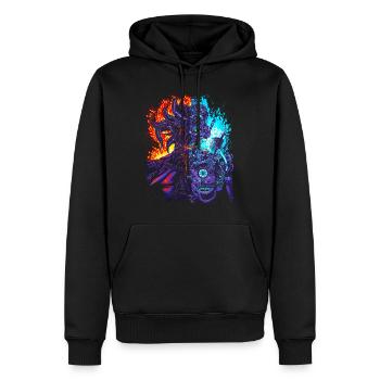 Robot vs Démon - Sweat à capuche Premium bio Homme - noir - Devant - Nico (187cm)