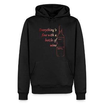 Everything's fine with a bottle of wine - Männer Premium Bio Hoodie - Schwarz - Vorne - Nico (187cm)