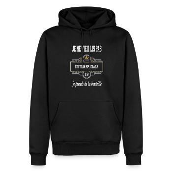Cadeau drôle 18 ans - Sweat à capuche Premium bio Homme - noir - Devant - Nico (187cm)