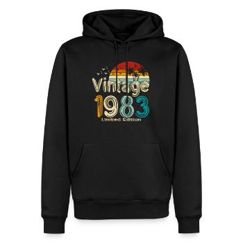 1983 Né en 1983 Vintage Rétro - Sweat à capuche Premium bio Homme - noir - Devant - Nico (187cm)