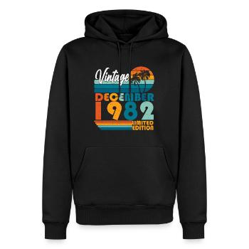 Décembre 1982 Vintage Retro Anniversaire - Sweat à capuche Premium bio Homme - noir - Devant - Nico (187cm)
