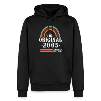 Original 2005 Vintage vintage retro anniversaire - Sweat à capuche Premium bio Homme - noir - Devant - Nico (187cm)