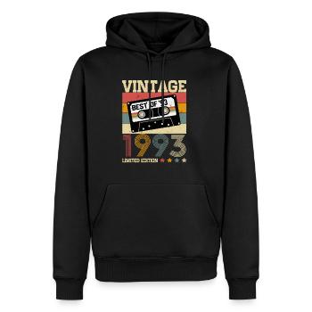 Vintage 1993 vintage anniversaire rétro cadeau - Sweat à capuche Premium bio Homme - noir - Devant - Nico (187cm)