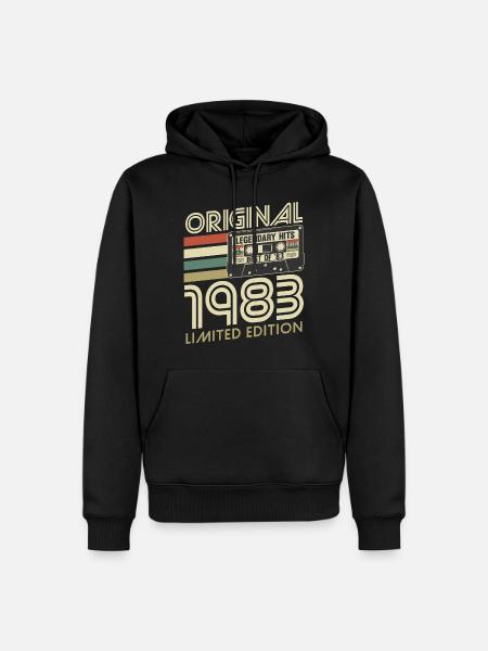 Original 1983 Vintage Vintage Birthday Retro - Sweat à capuche Premium bio Homme - noir