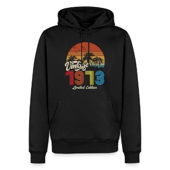 Vintage exemplaire unique 1973 Edition limitée - Sweat à capuche Premium bio Homme - noir - Devant - Nico (187cm)