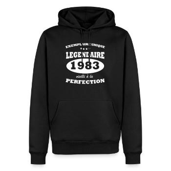 Unique vintage copy 1983 Limited edition - Men’s Premium Organic Hoodie - black - Front - Nico (187cm)