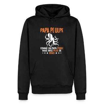 Papa Poulpe Cadeau Drôle Papa Humour - Sweat à capuche Premium bio Homme - noir - Devant - Nico (187cm)